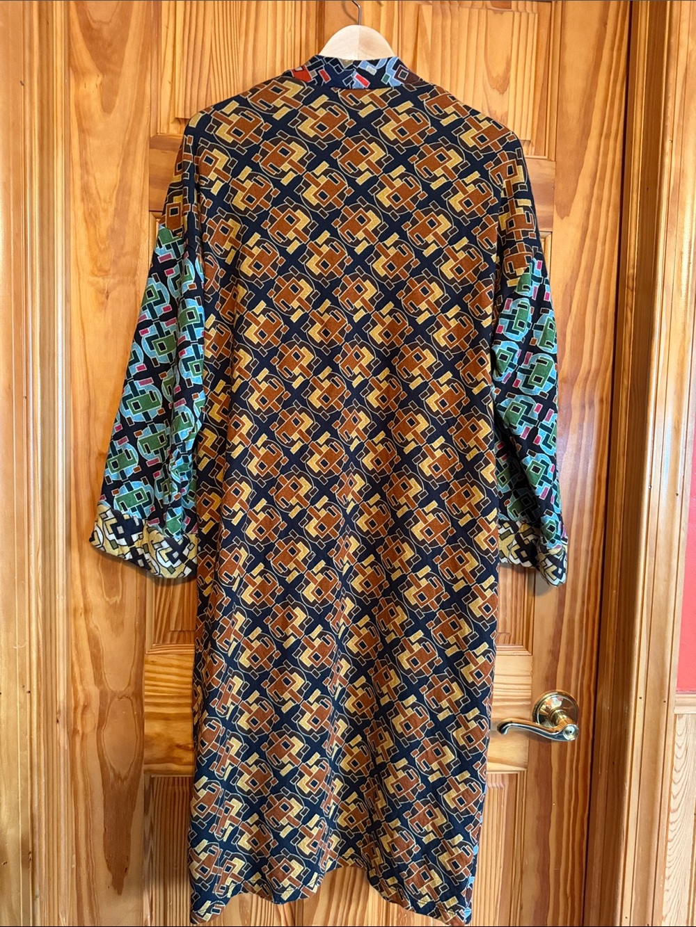 Conditions Apply Geometric Pattern Open-Front Women’s Duster Coat - Multicolor - Picture 8 of 8